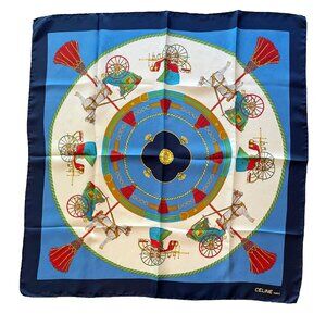 Celine Paris Vintage Silk Scarf – Equestrian Carriage Moti